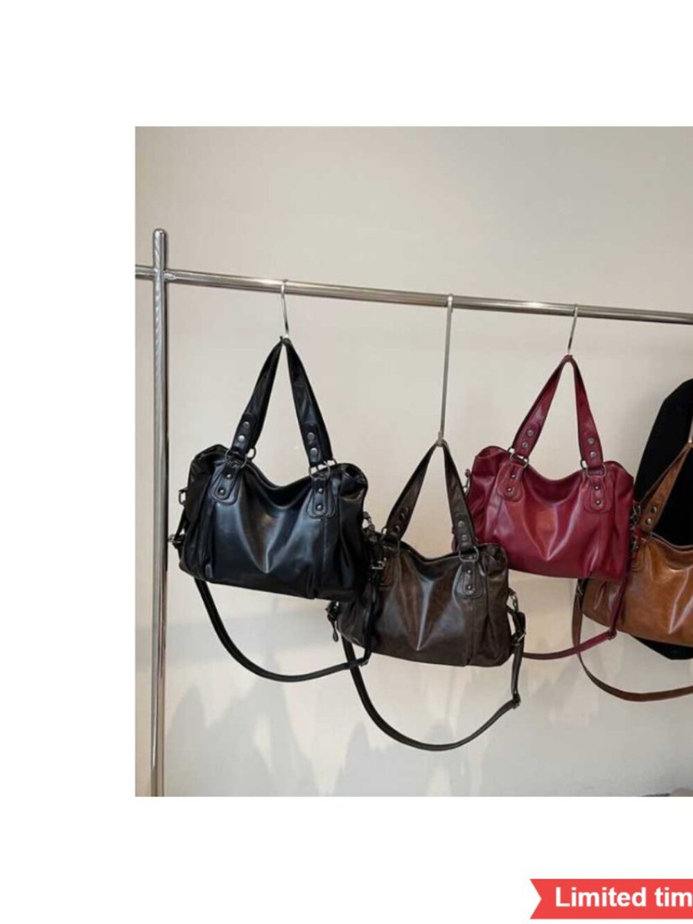 Elegant Faux Leather Tote Shoulder Bag Satchel